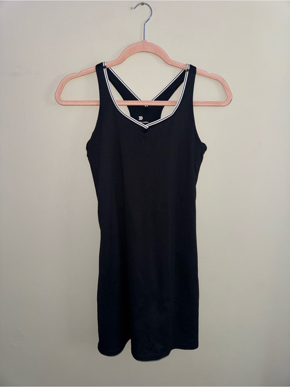 all in motion Black Tank Dress with White Contrast Trim
